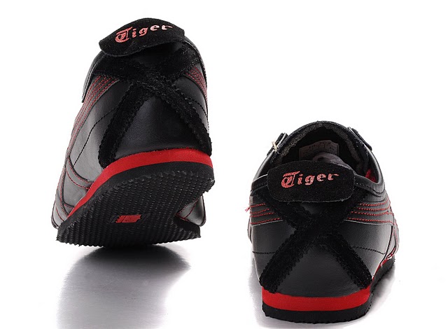 Mens Black Red Onitsuka Tiger Mexico 66 Running Shoes - Click Image to Close