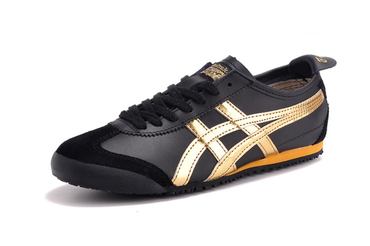 (Black/ Gold) Onitsuka Tiger Mexico 66 Shoes - Click Image to Close