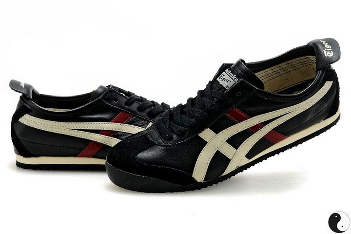 Men's Onitsuka Tiger Mexico 66 Shoes (Black/ Beige/ Dark Red) - Click Image to Close