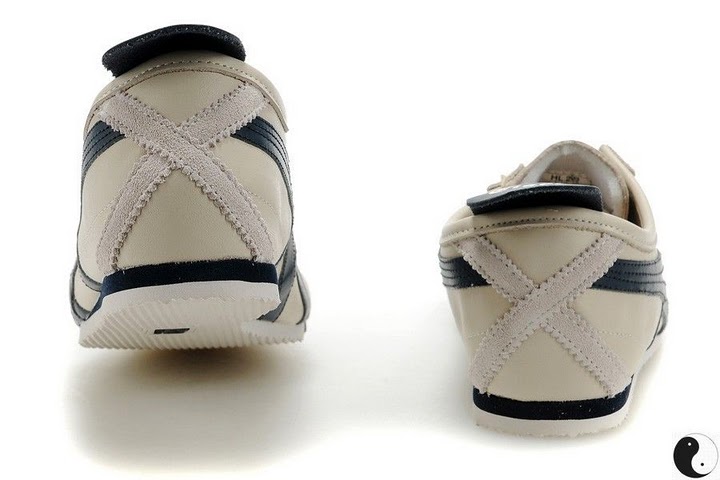 Men's & Women's Onitsuka Tiger Mexico 66 Sport Shoes (Beige/ DK Blue) - Click Image to Close
