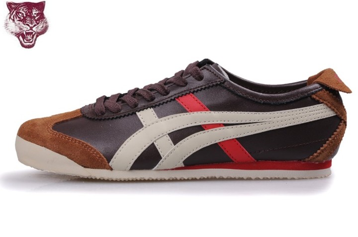 Men's Onitsuka Tiger Mexico 66 Shoes (Brown/ Beige/ Red)