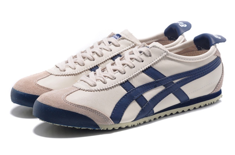 (Beige/ DK Blue) Onitsuka Tiger Mexico 66 Shoes - Click Image to Close