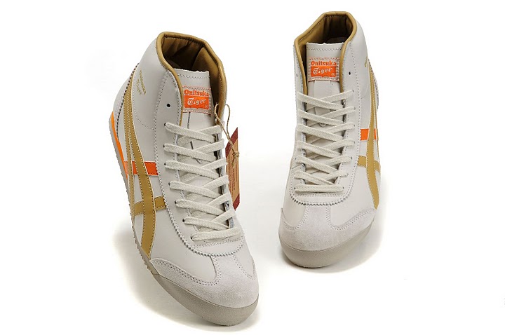 (White/ Black/ Orange) Onitsuka Tiger Mexico Mid Runner Shoes - Click Image to Close