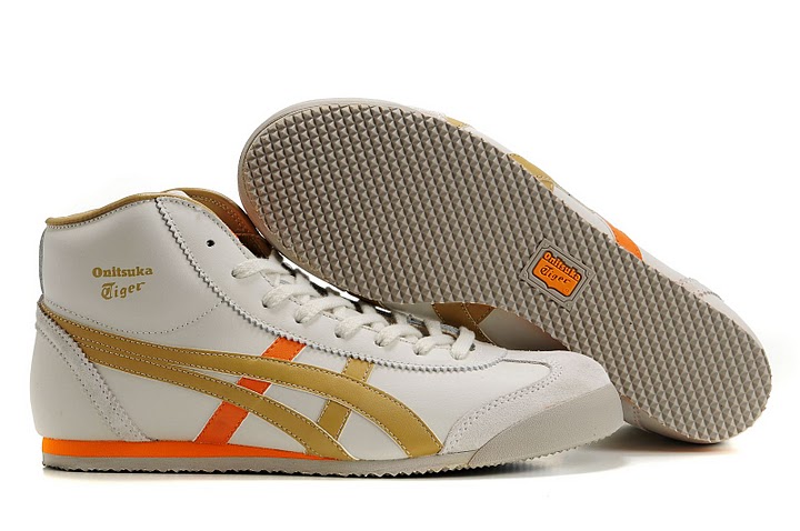 (White/ Black/ Orange) Onitsuka Tiger Mexico Mid Runner Shoes - Click Image to Close