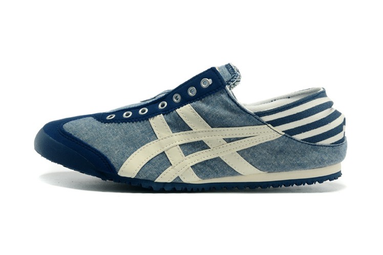 (Blue/ White) Onitsuka Tiger Mexico Slip On Shoes - Click Image to Close