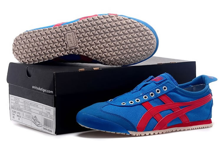 (Blue/ Red) Onitsuka Tiger SLIP ON Women Shoes - Click Image to Close