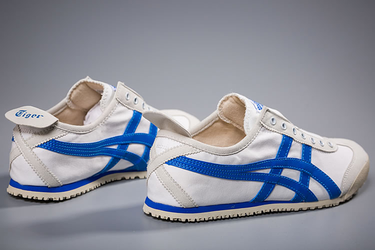 (White/ Blue) Onitsuka Tiger Slip On New Shoes - Click Image to Close