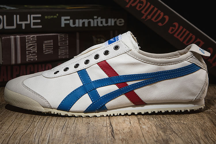 (White/ Royal Blue/ Red) Onitsuka Tiger SLIP ON Shoes - Click Image to Close
