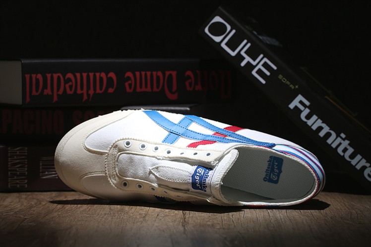 (White/ Blue/ Red) Onitsuka Tiger Mexico 66 Slip-On Shoes - Click Image to Close
