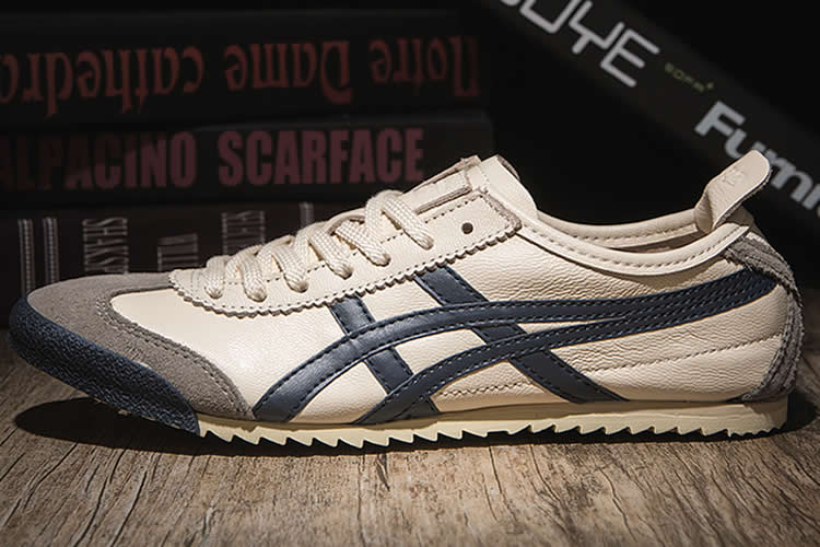 (Beige/ DK Blue) Onitsuka Tiger Mexico 66 Deluxe Nippon Made Shoes - Click Image to Close
