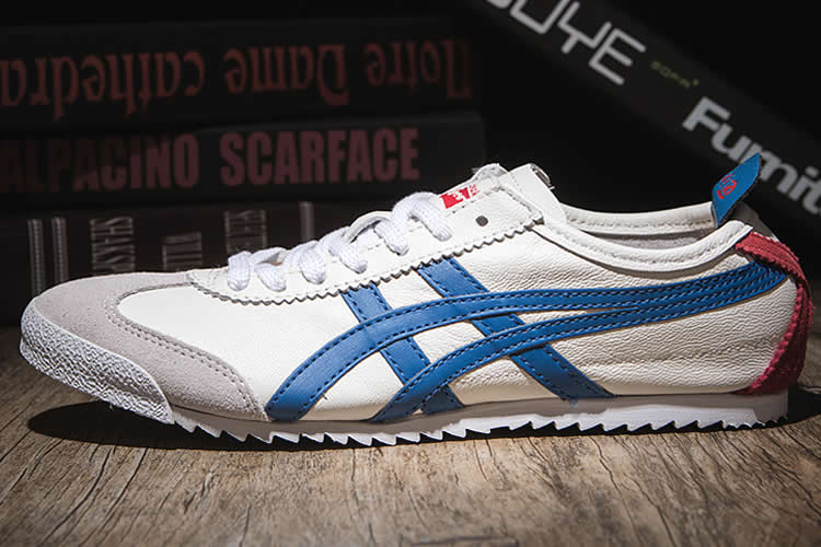 ASICS Onitsuka Tiger (White/ Blue/ Red) Nippon Made Shoes - Click Image to Close
