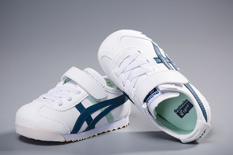 (White/ Blue) Onitsuka Tiger Mexico 66 TS Little Kid's Shoes - Click Image to Close