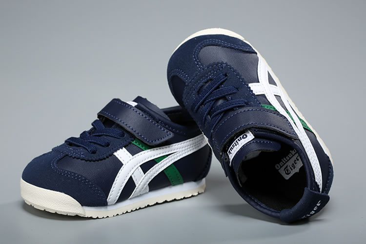 (DK Blue/ White/ Green) Onitsuka Tiger Mexico 66 TS Little Kid's Shoes - Click Image to Close