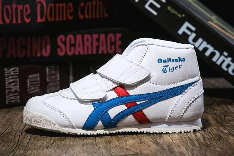 (White/ Blue/ Red) Onitsuka Tiger Mexico Mid Runner PS Shoes