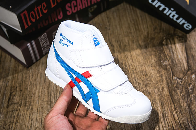 (White/ Blue/ Red) Onitsuka Tiger Mexico Mid Runner PS Shoes - Click Image to Close