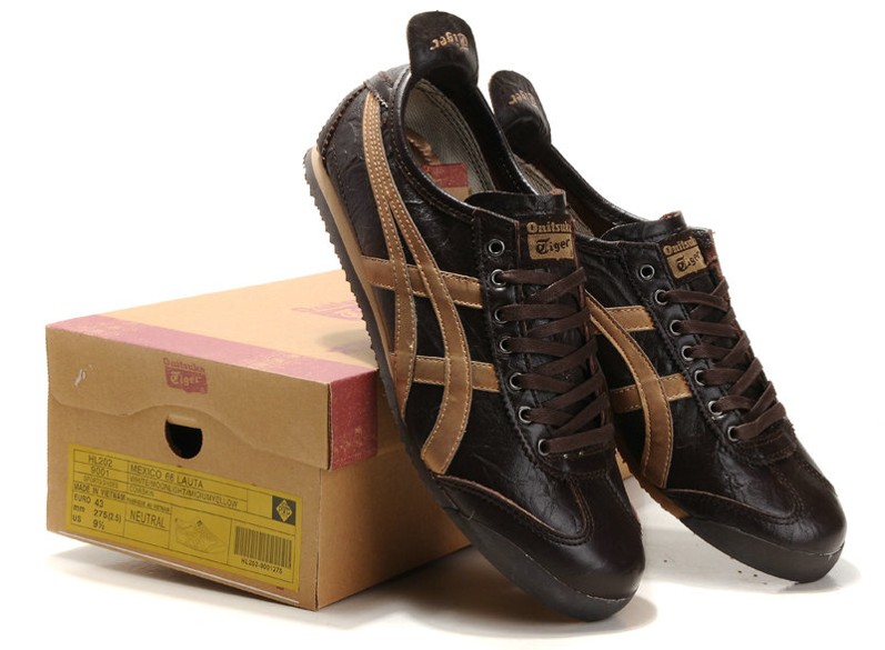 Men's Onitsuka Tiger LAUTA Shoes Mexico 66 New (Brown/ Gold) - Click Image to Close