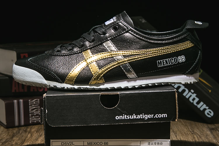 Onitsuka Tiger Mexico 66 (Black/ Gold/ Silver) Shoes - Click Image to Close