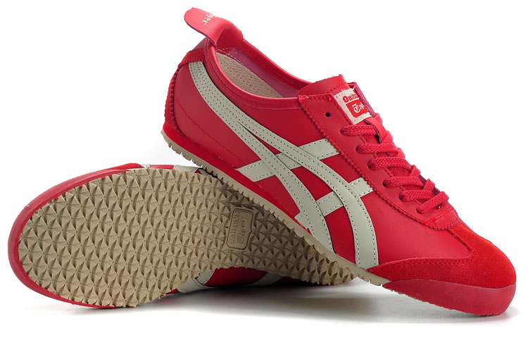 (Red/ Beige) Onitsuka Tiger Mexico 66 Shoes - Click Image to Close