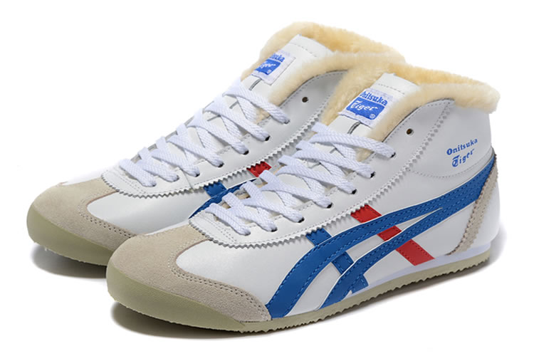 (Cracked Beige/ Royal Blue/ Red) Mexico Mid Runner Shoes - Click Image to Close
