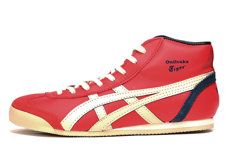 (Red/ Beige/ Navy) Onitsuka Tiger Mid Runner Shoes - Click Image to Close