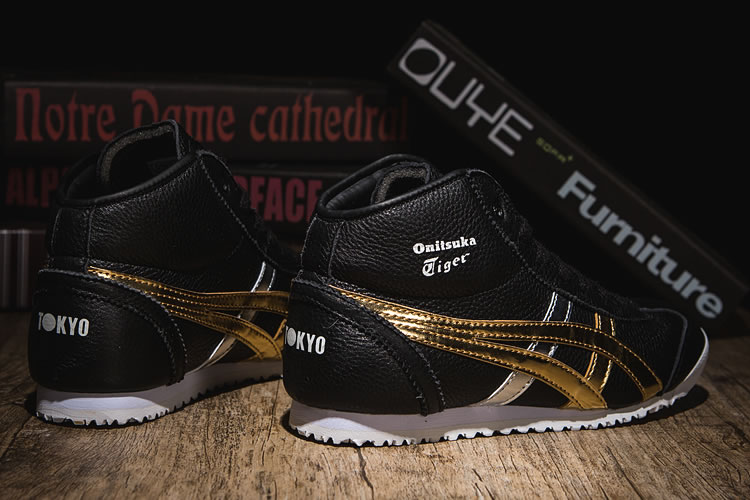 (Black/ Gold/ Silver) Onitsuka Tiger Mexico Mid Runner New Shoes - Click Image to Close