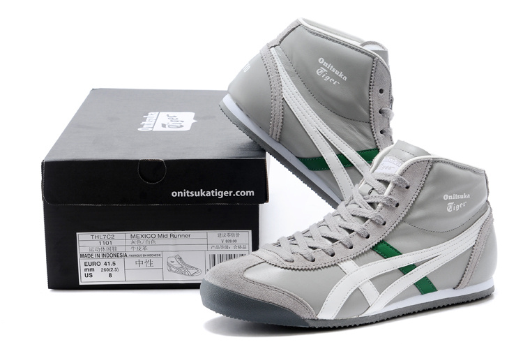 Onitsuka Tiger Mid Runner (Grey/ White/ Green) Shoes - Click Image to Close