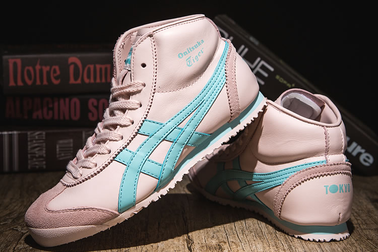 (Pink/ LT Blue) Onitsuka Tiger Mexico Mid Runner Women Shoes - Click Image to Close