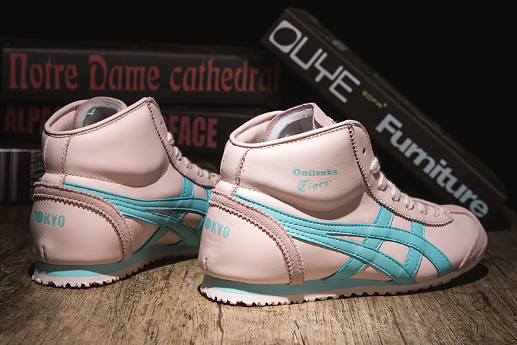 (Pink/ LT Blue) Onitsuka Tiger Mexico Mid Runner Women Shoes - Click Image to Close