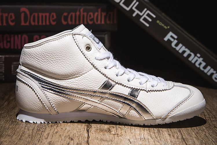 (White/ Silver) Onitsuka Tiger Mexico Mid Runner Shoes - Click Image to Close