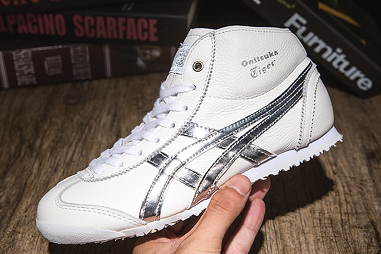 (White/ Silver) Onitsuka Tiger Mexico Mid Runner Shoes - Click Image to Close