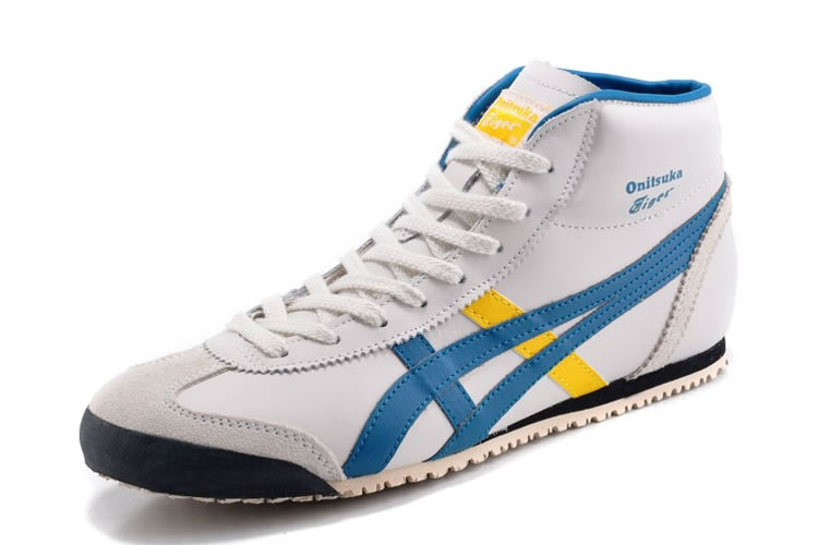 (White/ Blue/ Yellow) Onitsuka Tiger Mid Runner Shoes - Click Image to Close