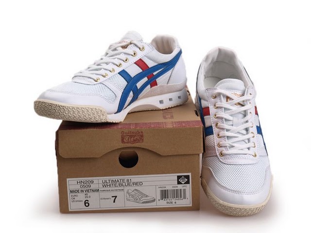 (White/ Blue/ Red) Onitsuka Tiger Ultimate 81 EX Shoes - Click Image to Close