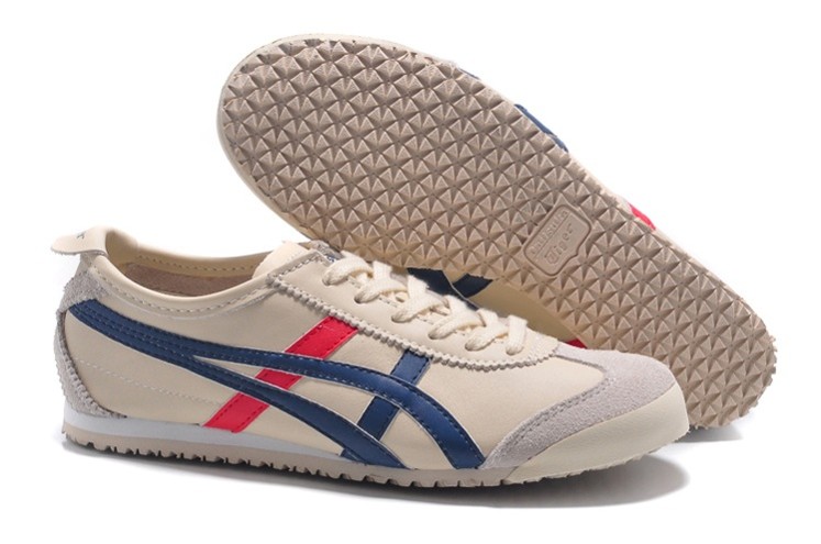 Womens Onitsuka Tiger Mexico 66 Beige Blue Red Shoes