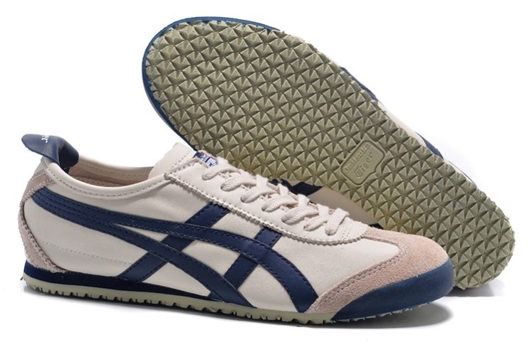 Womens Onitsuka Tiger Mexico 66 Beige/ DK Blue Shoes