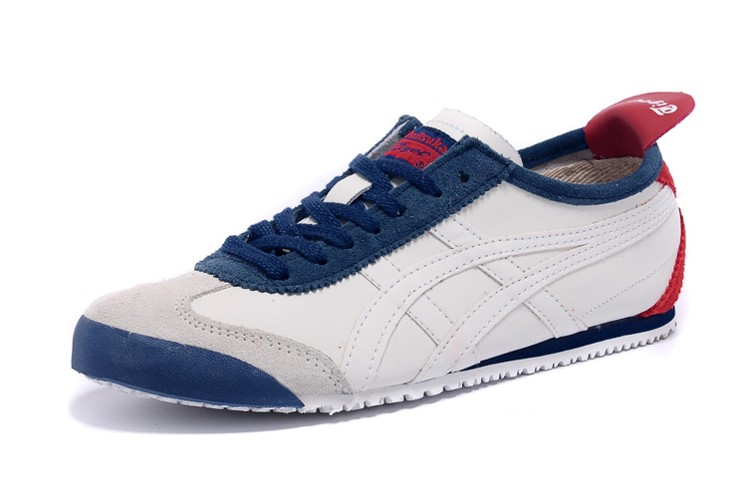 Womens Onitsuka Tiger Mexico 66 White/ DK Blue/ Red Shoes - Click Image to Close