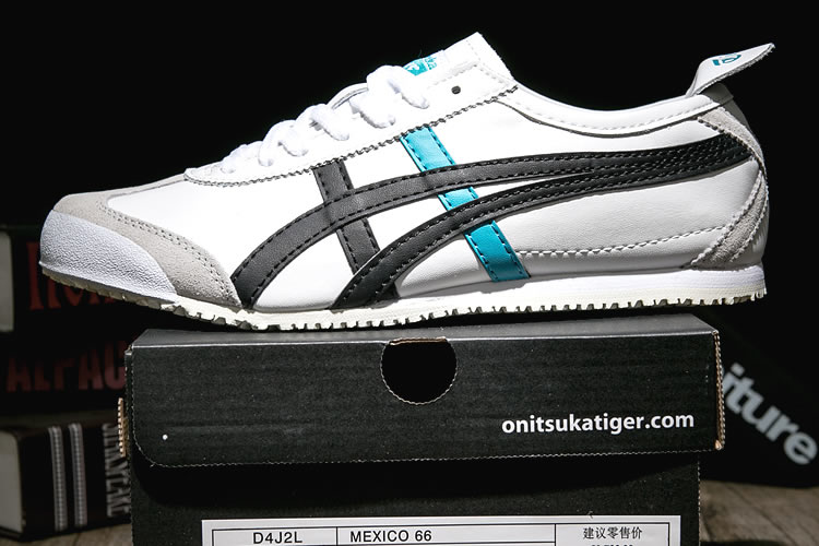 Onitsuka Tiger Womens Shoes (White/ Black/ turquoise) - Click Image to Close