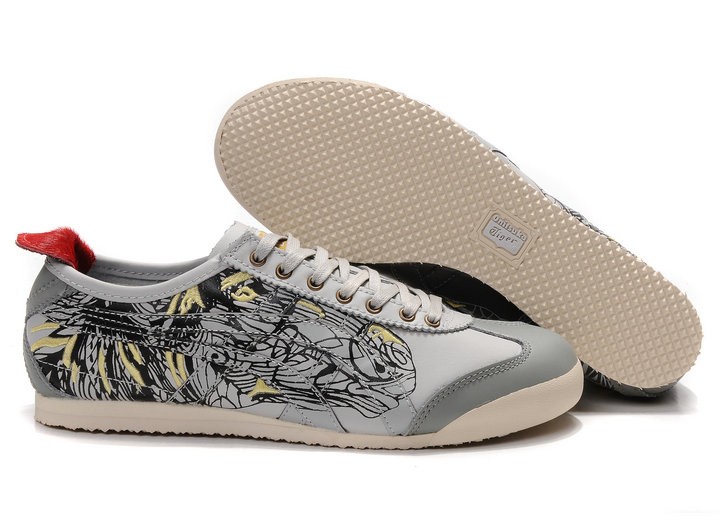 Womens Onitsuka Tiger Mexico 66 Grey Engrave Shoes - Click Image to Close