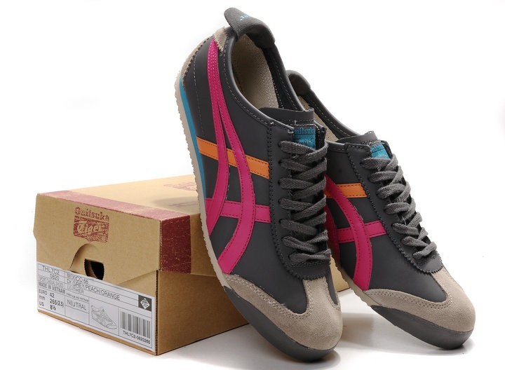 Womens Onitsuka Tiger Mexico 66 Grey/ Red/ Orange Shoes - Click Image to Close