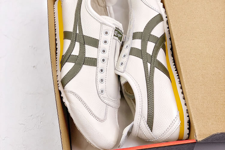 (White/ Brown) Onitsuka Tiger Mexico 66 SLIP ON Shoes