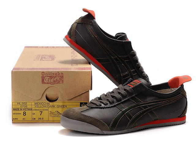 Onitsuka Tiger Mexico 66 Shoes (Chocolate/ Army Green/ Tomato) - Click Image to Close