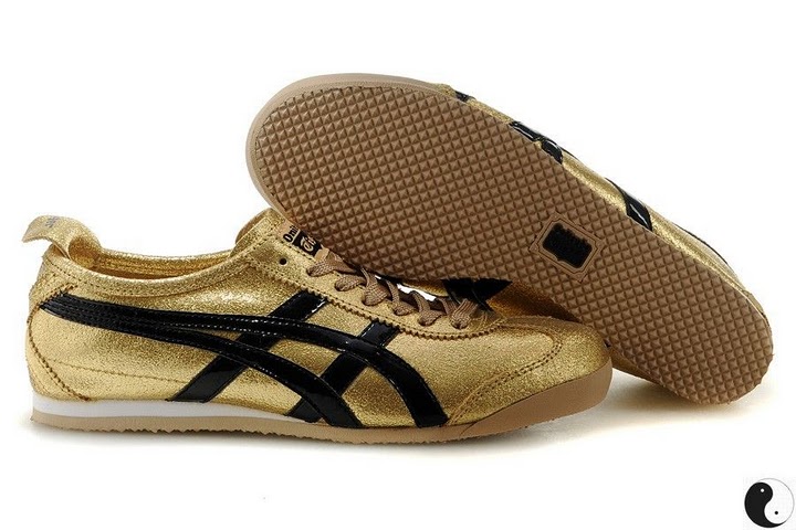 Men's & Women's Onitsuka Tiger Mexico 66 Sport Shoes (Gold/ Black) Men ...