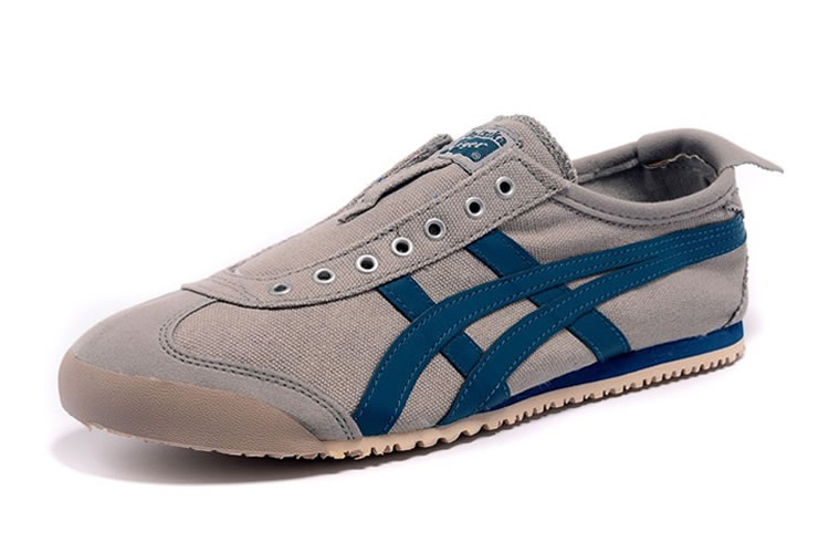 (LT Grey/ Blue) Onitsuka Tiger Mexico 66 Slip On Shoes - Click Image to Close
