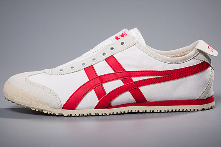 (White/ Red) Onitsuka Tiger Slip On New Shoes - Click Image to Close