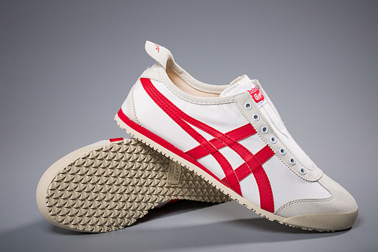 (White/ Red) Onitsuka Tiger Slip On New Shoes - Click Image to Close