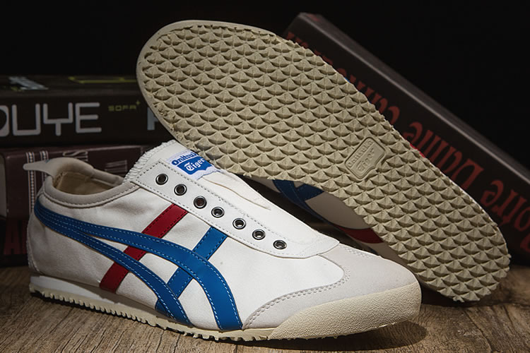 (White/ Blue/ Red) Onitsuka Tiger SLIP ON New Shoes [TH1B2N-0142 ...