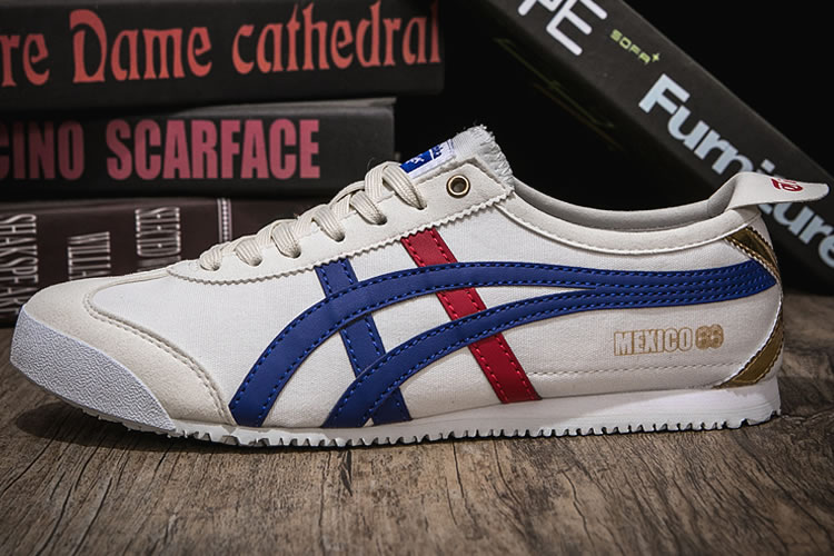 (White/ Blue/ Red/ Gold) Onitsuka Tiger Canvas Shoes - Click Image to Close