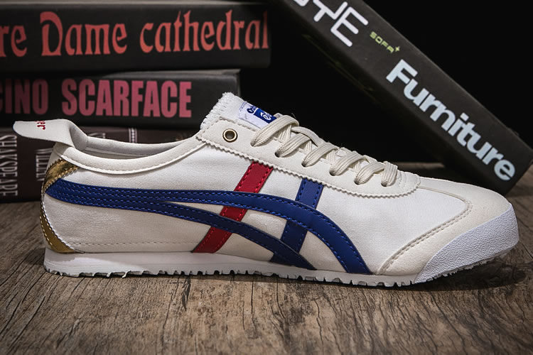 (White/ Blue/ Red/ Gold) Onitsuka Tiger Mexico 66 Canvas Shoes