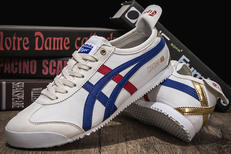 (White/ Blue/ Red/ Gold) Onitsuka Tiger by ASICS Canvas Shoes