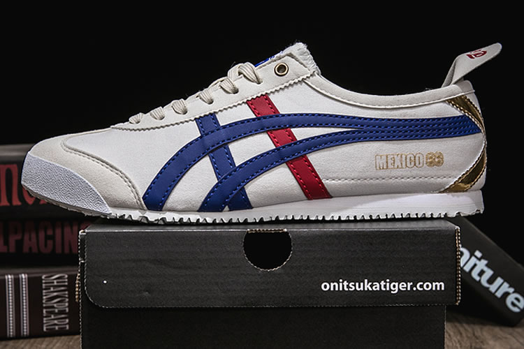 (White/ Blue/ Red/ Gold) Mexico 66 Canvas Shoes - Click Image to Close