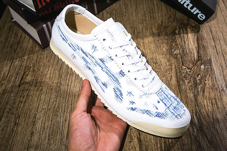 (White/ ASICS Blue) Mexico 66 DELUXE Shoes - Click Image to Close